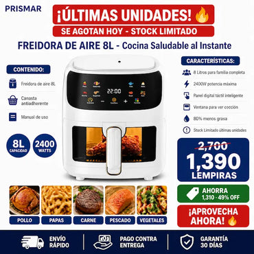 Freidora de Aire Digital 8 Litros de Gran Capacidad