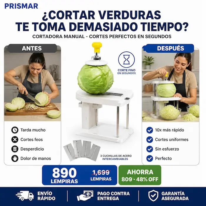 Cortadora Manual de Verduras con 3 Cuchillas de Acero