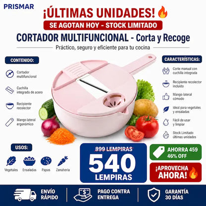 Cortador multifuncional con recipiente