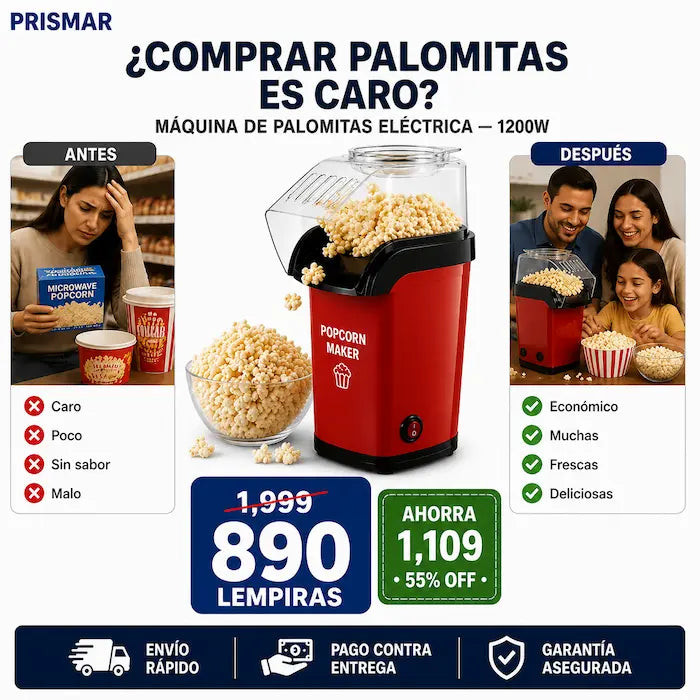 Máquina Eléctrica para Palomitas CrispyPop™ | Palomitas Caseras en Minutos