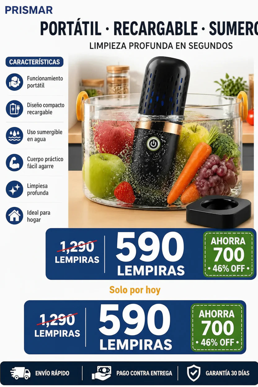Purificador Portátil para Frutas y Vegetales