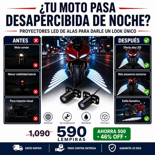 Luces LED Proyector de Alas de Ángel para Moto — Estilo Único que Llama la Atención