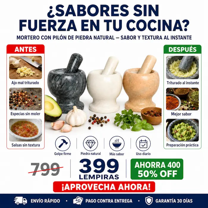 Mortero con Pilón de Piedra Natural — El Sabor Auténtico que Solo da la Cocina Tradicional
