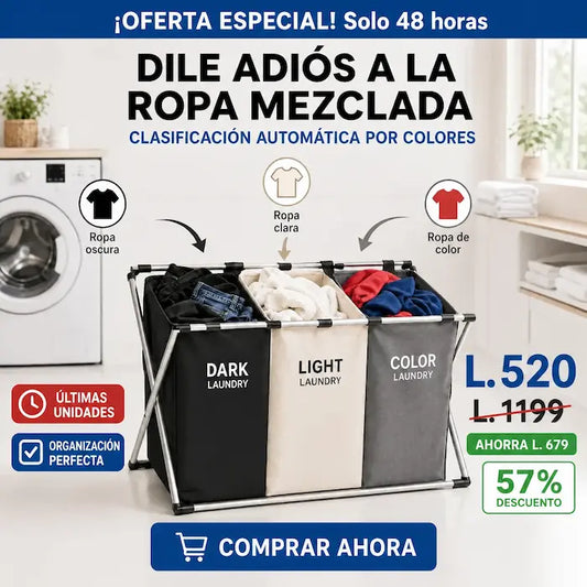 Cesta de Ropa Doble con Separador para Lavandería | AMAZON CON GARANTIA Y CERTIFICACION  | ColorSort Pro