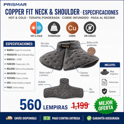 Copper Fit Wrap Terapéutico Cuello y Hombros — Calor y Frío