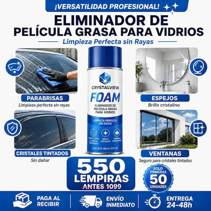 CristalVision Pro – Eliminador de Película Grasa para Vidrios Profesional Certificado y Con Garantía Amazon