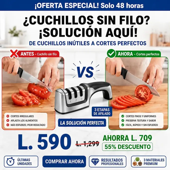 Afilador de Cuchillos Profesional 3 Etapas Manual | EdgeMaster Pro AMAZON CON GARANTIA EXTENDIDA Y CERTIFICACIÓNN
