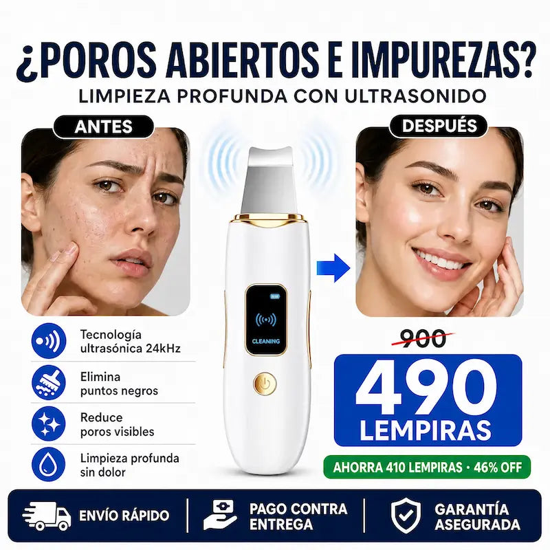 Espátula Ultrasónica Facial GUGUG – Limpiador Profundo + Removedor de Impurezas SkinClean Pro – Espátula Ultrasónica Facial