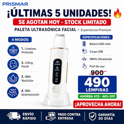 Espátula Ultrasónica Facial GUGUG – Limpiador Profundo + Removedor de Impurezas SkinClean Pro – Espátula Ultrasónica Facial