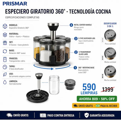 🌶️ Spice Rack Set Giratorio — ¡Todos tus Condimentos Organizados y Elegantes!