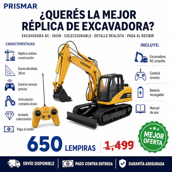 🚧🕹️ Excavadora RC a Control Remoto — Réplica Realist