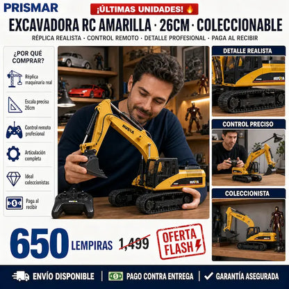 🚧🕹️ Excavadora RC a Control Remoto — Réplica Realist