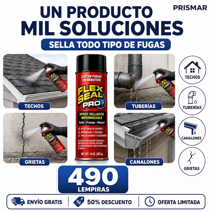 FlexSeal Pro – Spray Sellador Impermeable Antifugas
