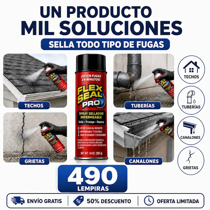 FlexSeal Pro – Spray Sellador Impermeable Antifugas