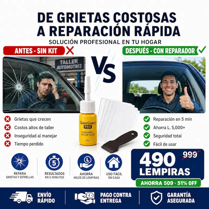 GlassGuard Pro™ – Kit Reparador de vidrio Automotriz o de hogar