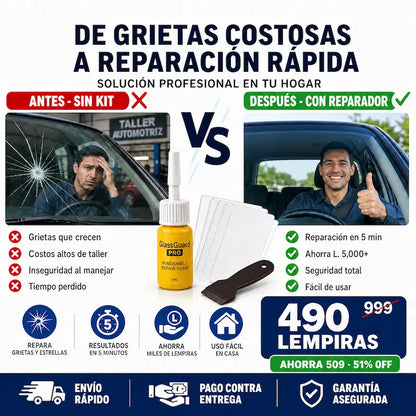 GlassGuard Pro™ – Kit Reparador de vidrio Automotriz o de hogar