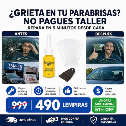 GlassGuard Pro™ – Kit Reparador de vidrio Automotriz o de hogar