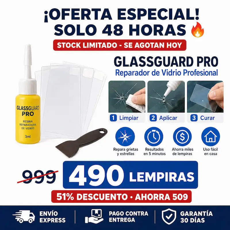 GlassGuard Pro™ – Kit Reparador de vidrio Automotriz o de hogar