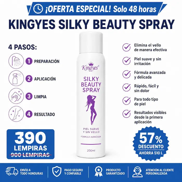 Spray Depilador olor a Rosas IMPORTADO Kingyes™ Silky Beauty Spray CERTIFICADO Y GARANTÍA (PRODUCTO ORIGINAL)  – Depilación rápida y suave sin dolor