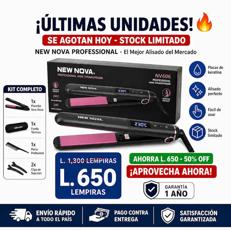 New NOVA NV606 – Alaciado Profesional con Cuidado de Keratina Certificada más Garantía