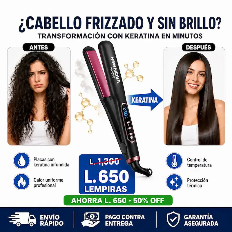 New NOVA NV606 – Alaciado Profesional con Cuidado de Keratina Certificada más Garantía