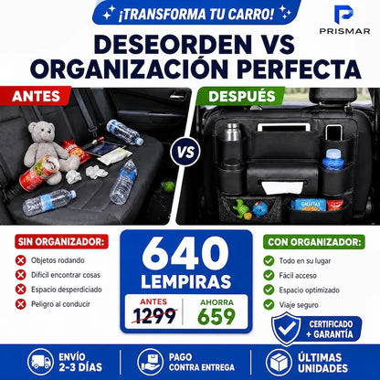 Amazon AutoSpace Pro 3 en 1 – Organizador en Cuero  Premium para Asiento Trasero Certificado y con Garantia