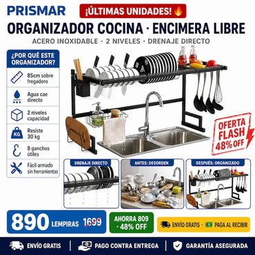 🍽️✨ Escurridor Sobre el Fregadero en Acero Negro | Sin Charcos • Sin Desorden • Sin Oxidación 💧🔪