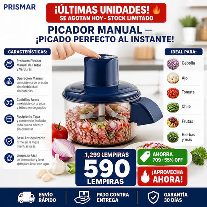 Picador Manual de Frutas y Verduras — Picá Cebolla, Ajo y Tomate en Segundos Sin Llorar Ni Ensuciarte las Manos