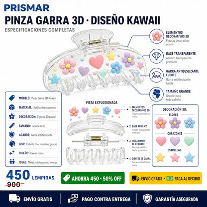 💙 Pinza Garra 3D — ¡El Accesorio Más Tierno que Tu Cabello Puede Tener!