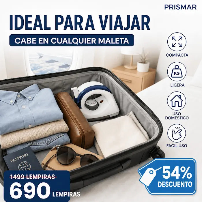 Plancha Portátil Plegable de Viaje — Vapor · 3 Temperaturas · 460g · 110V Honduras