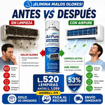 AirPure AutoClean™ – Spray Desinfectante para Aire Acondicionado (Auto y Hogar) Con Certificado y Garantia