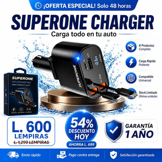 AutoCharge Pro 4-en-1 – Cargador Retráctil Inteligente para Auto