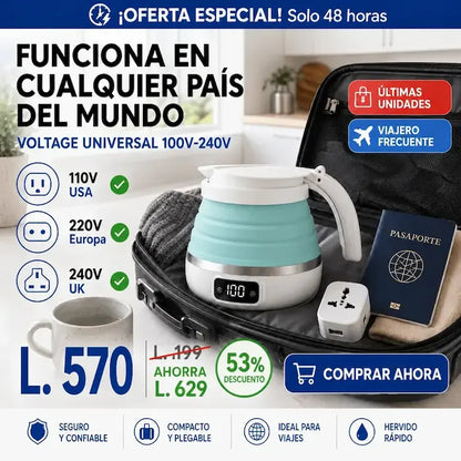 Hervidor Eléctrico Plegable Portátil para Viajes | Amazon Garantia y Certificado | FoldBoil Pro