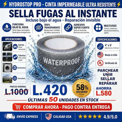 HydroStop Pro – Cinta Selladora Impermeable de Alta Resistencia Amazon con garantía extendida