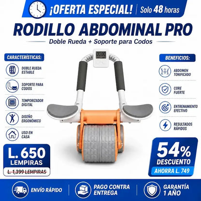 Rodillo Abdominal Pro con Temporizador Automático + Alfombrilla de Entrenamiento Certificado con Garantía incluido