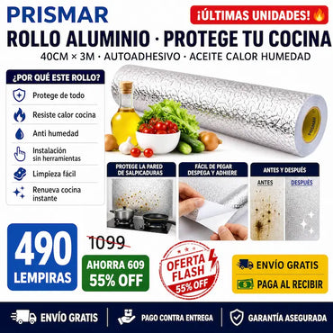 2x1 Papel Aluminio Autoadhesivo para Cocina — ¡Protegé y Renová tu Cocina en Minutos!