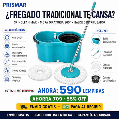 🧹 SpinClean Max — ¡Pisos Impecables Sin Ensuciar las Manos!