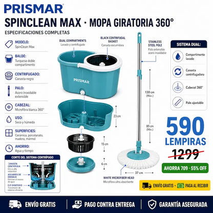 🧹 SpinClean Max — ¡Pisos Impecables Sin Ensuciar las Manos!