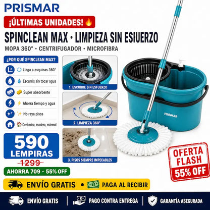 🧹 SpinClean Max — ¡Pisos Impecables Sin Ensuciar las Manos!