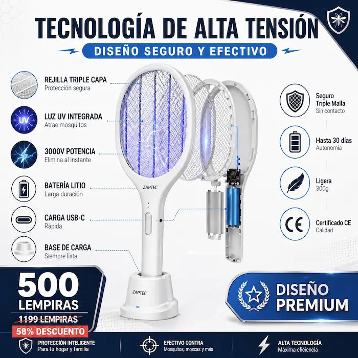 ZapBug Pro™ – Raqueta Eléctrica Anti-Insectos