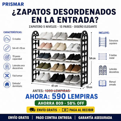 👟 Zapatero Decorativo 5 Niveles — ¡Organizá tus Zapatos con Estilo!
