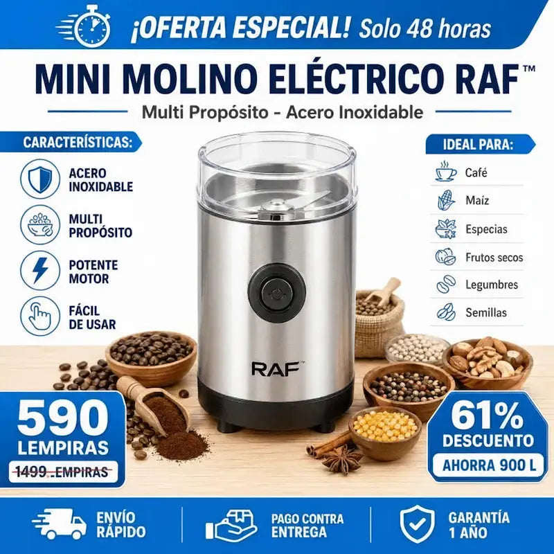 MINI MOLINO ELÉCTRICO DE ACERO INOXIDABLE (GRANOS / MAÍZ / Y MAS ) MAS GARANTIA INCLUIDA