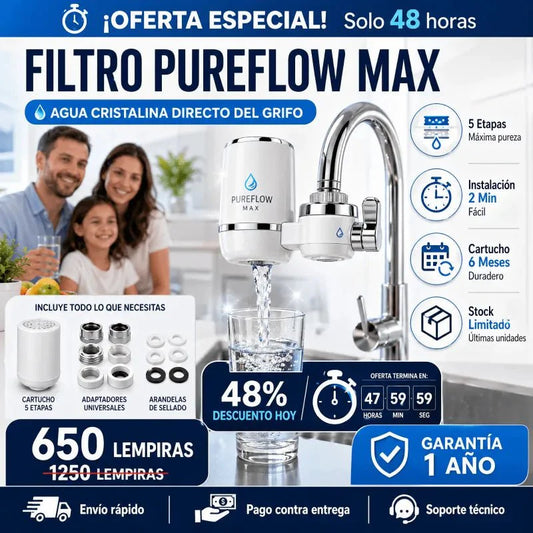 PureFlow Max™ – Filtro Purificador de Agua para Grifo