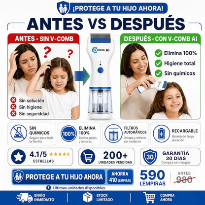 PioClean™ Pro – Eliminador Eléctrico de Piojos y Liendres (Recargable)
